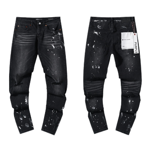 Black Washed Slim Denim Jeans with Heavy White Paint Splatter and Distressing